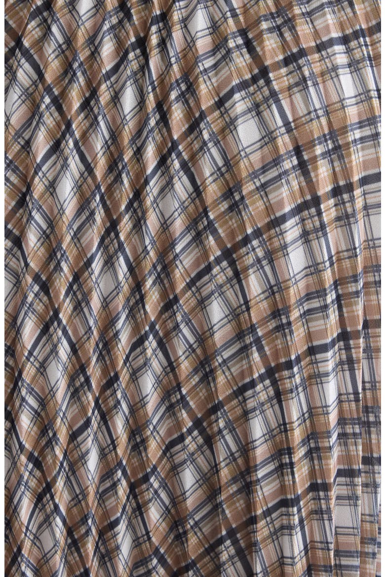 Plaid Bias Cut Pleated Skirt, Alternate, color, GREY