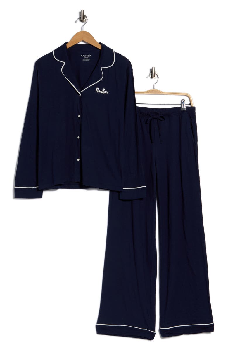 Nautica Long Pajamas, Alternate, color, Navy