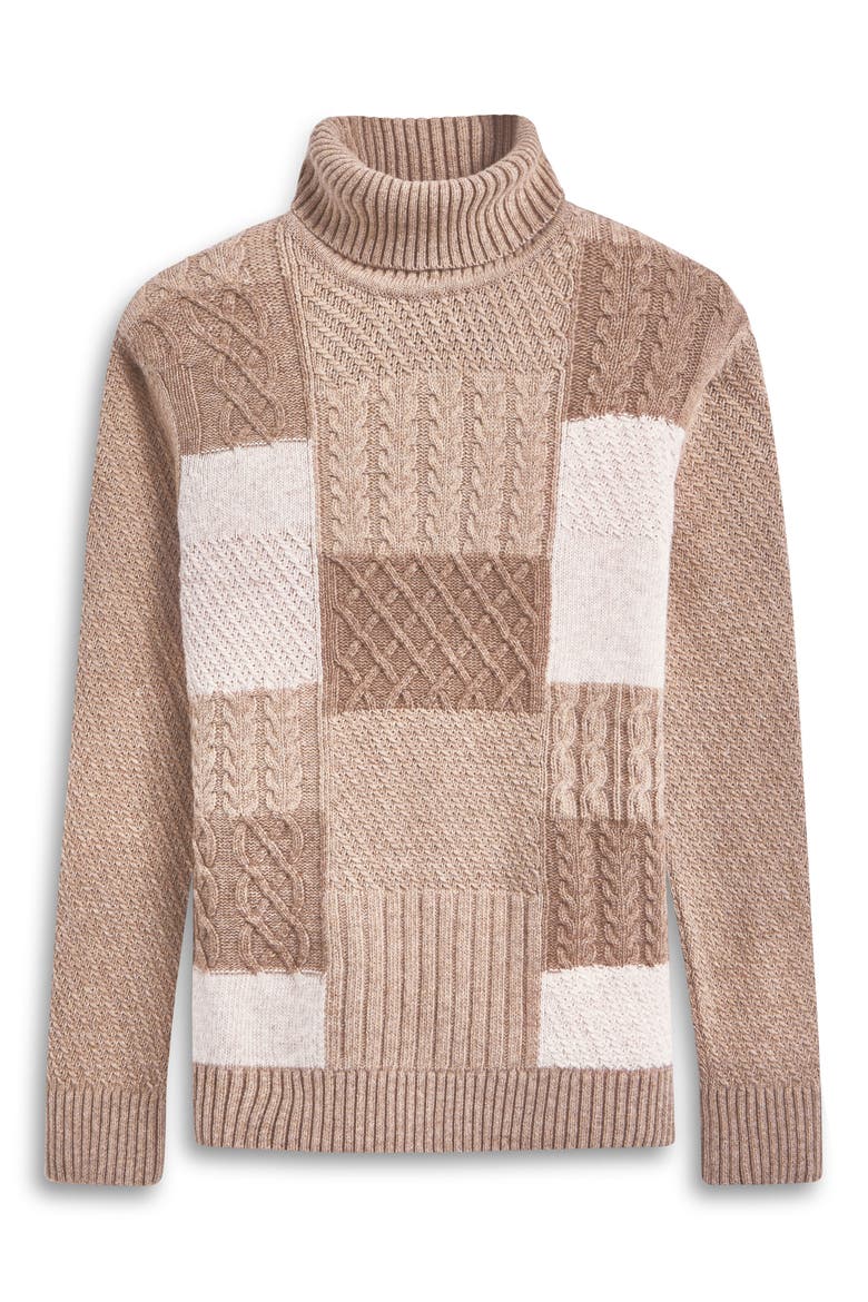 Pattern Wool Blend Turtleneck Sweater, Alternate, color, STONE