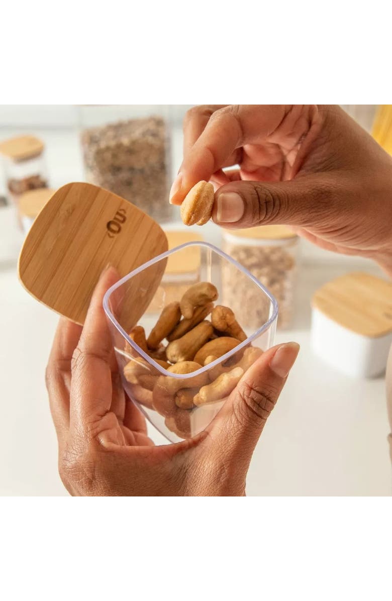 OU Clear Stackable Airtight Food Storage Container Set with Wood Lid 8 Piece, Alternate, color, Clear