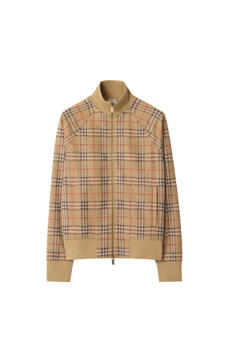 Burberry Check Track Jacket, Alternate, color, Sand