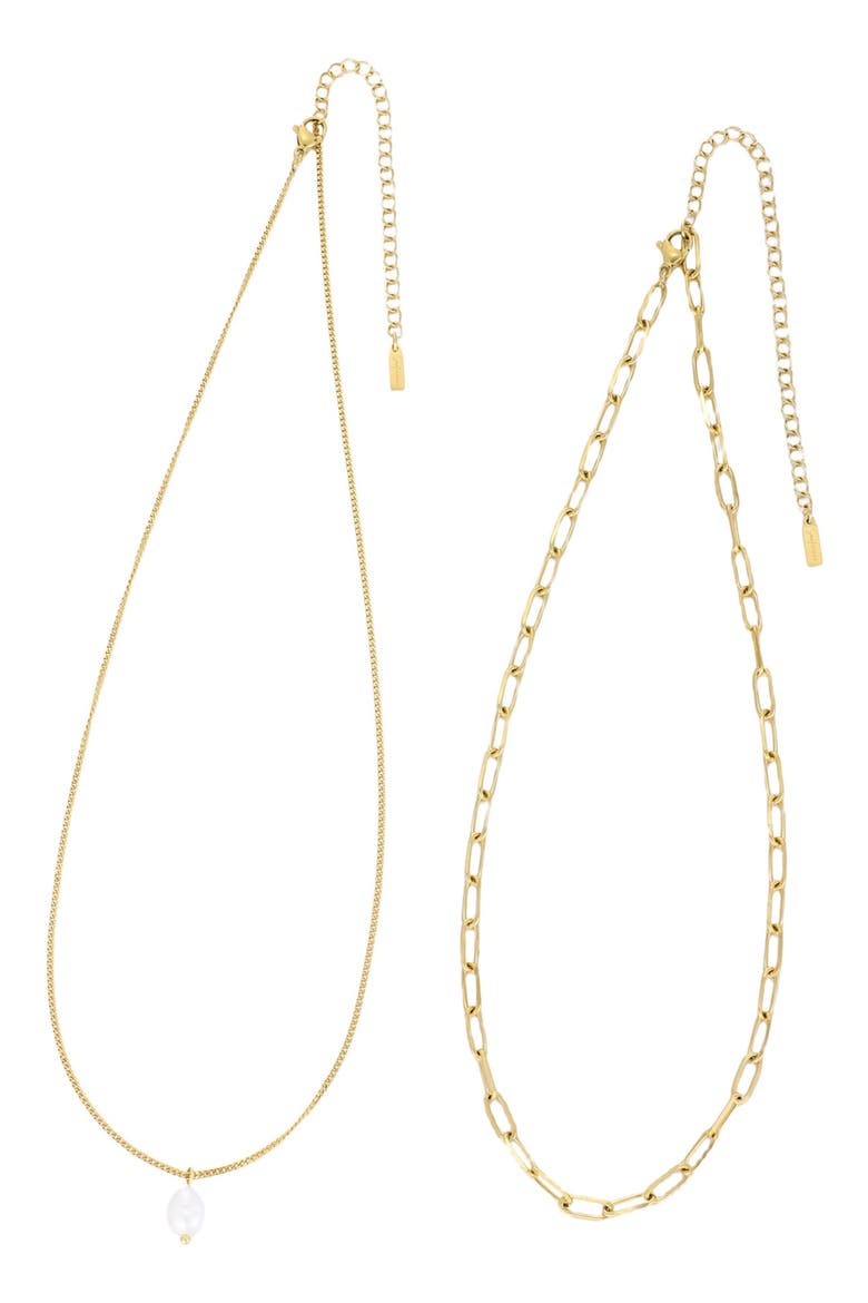 Set of 2 Assorted Freshwater Pearl Necklaces, Alternate, color, GOLD/ WHITE