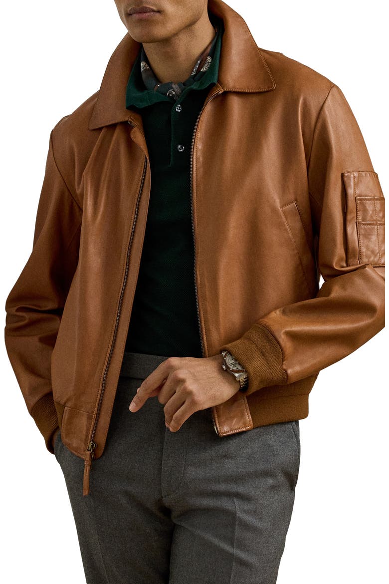 Lux Plongé Leather Bomber Jacket (Men) | Nordstrom