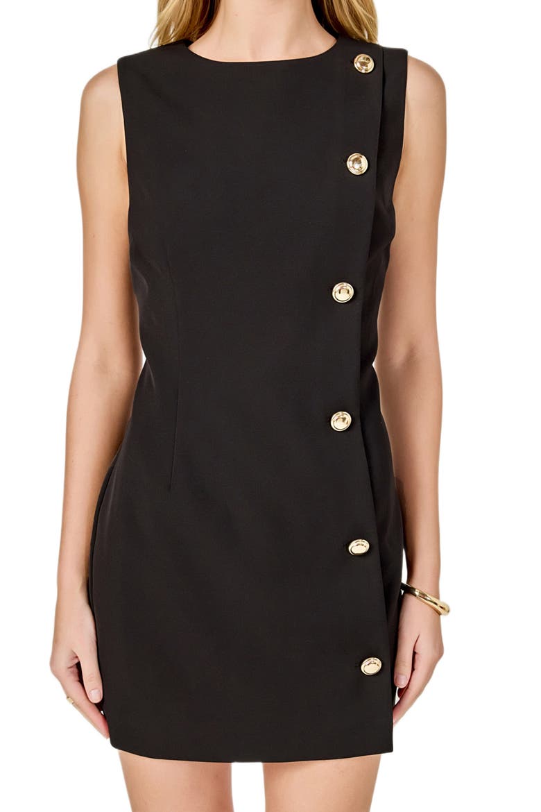 Side Button Minidress, Alternate, color, BLACK