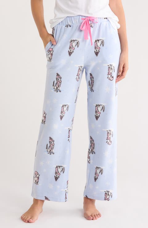 Print Fleece Pajama Pants