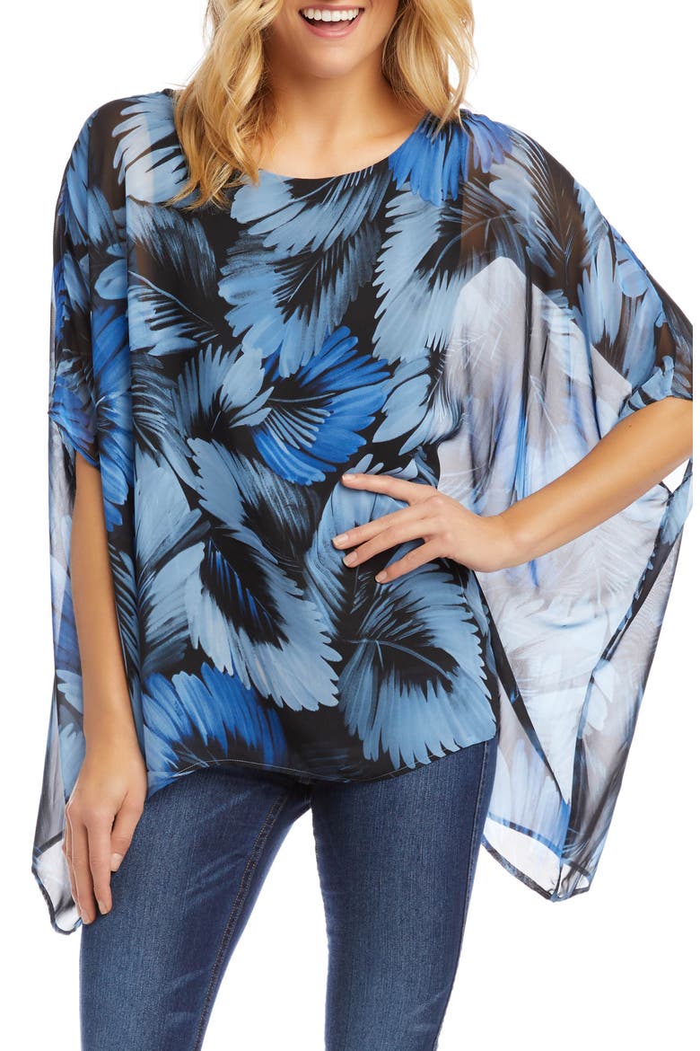 Layered Scarf Print Chiffon Top, Main, color, PRINT