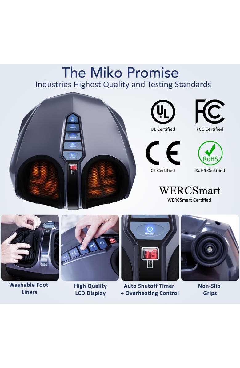 MIKO Shiatsu Foot Massager with Deep Kneading and Heat in White, Alternate, color, White