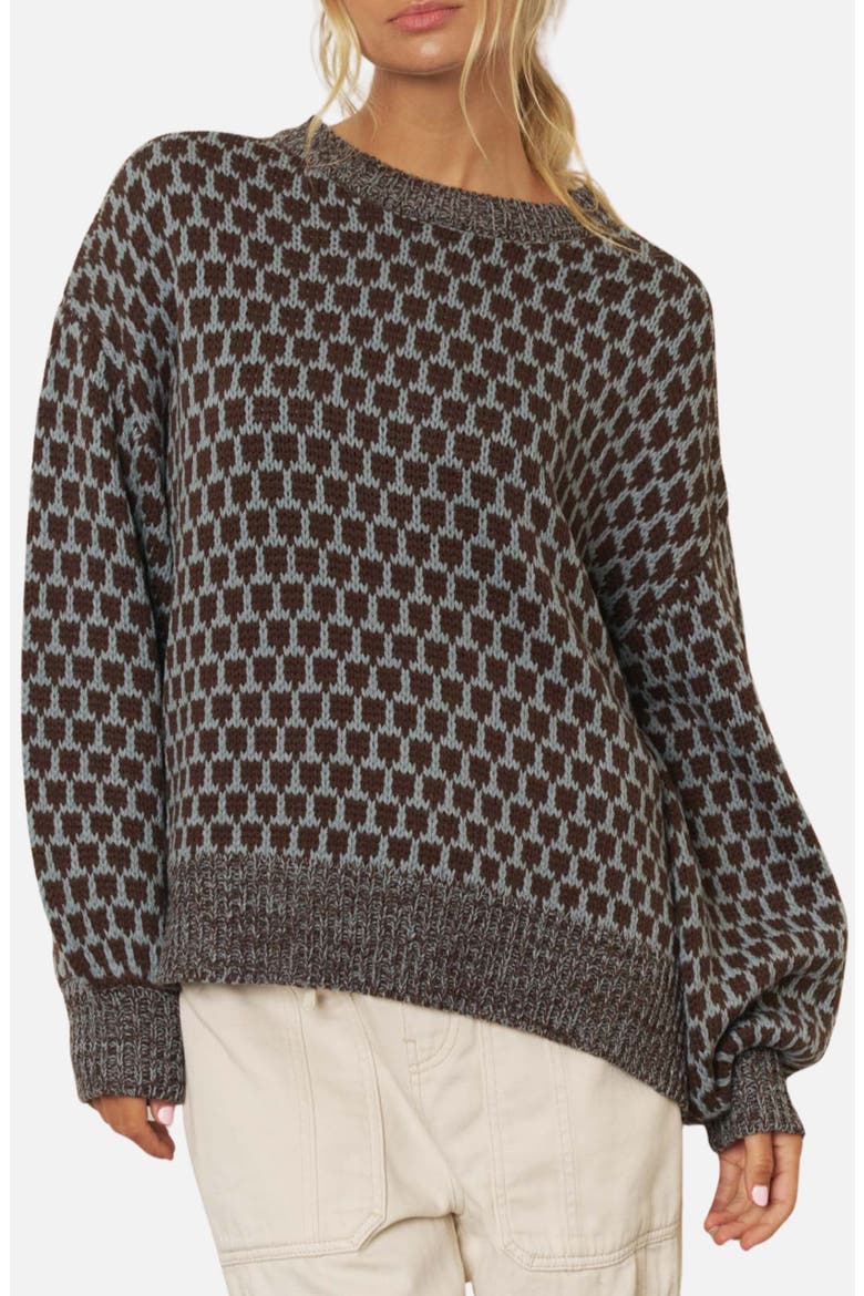 Geometric Pattern Relaxed Sweater, Main, color, DUSTY BLUE