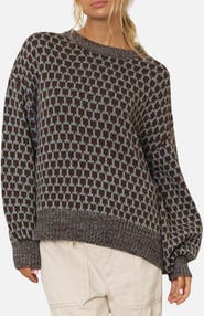Blu Pepper Geometric Pattern Relaxed Sweater