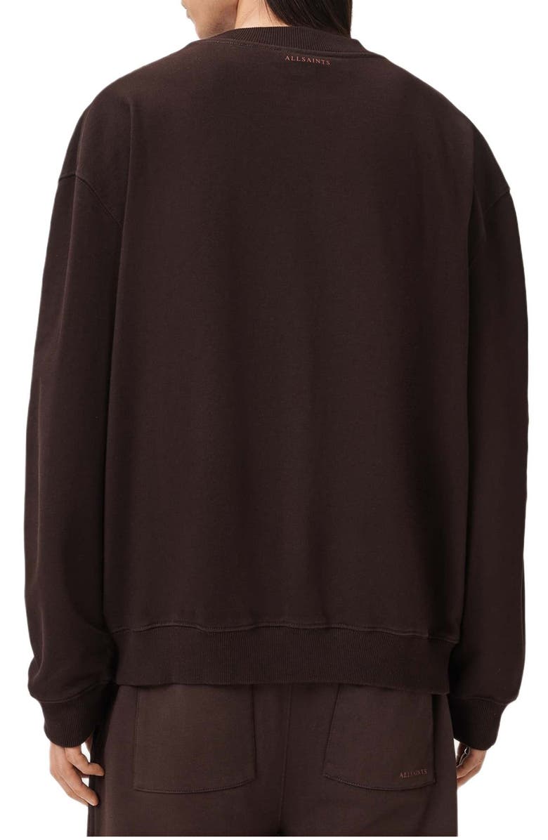AllSaints Icon Oversize Cotton Crewneck Sweatshirt, Alternate, color, Plum Brown