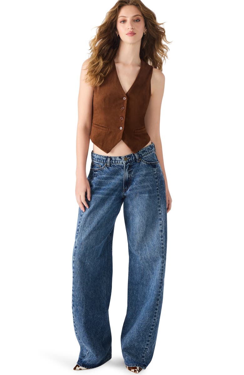 Steve Madden Barrett Faux Suede Vest, Alternate, color, Chicory Coffee