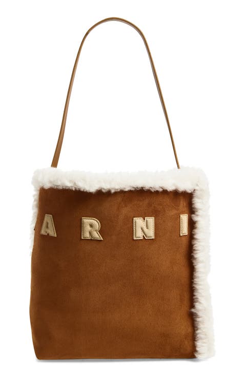 Mini Museo Suede & Genuine Shearling Hobo Bag