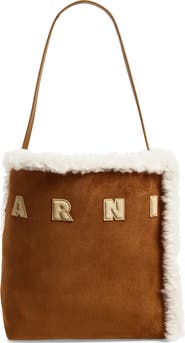 Marni Mini Museo Suede
Genuine Shearling Hobo Bag