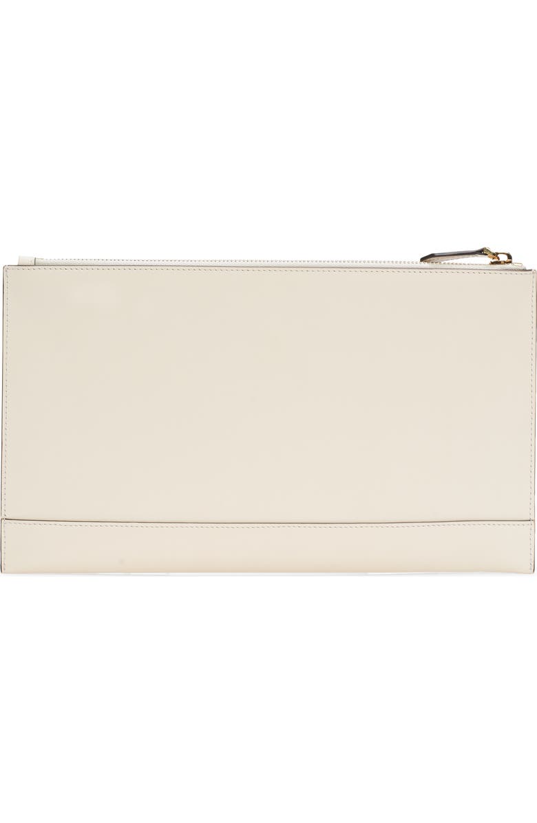 Fendi Logo Zip Leather Pouch, Alternate, color,