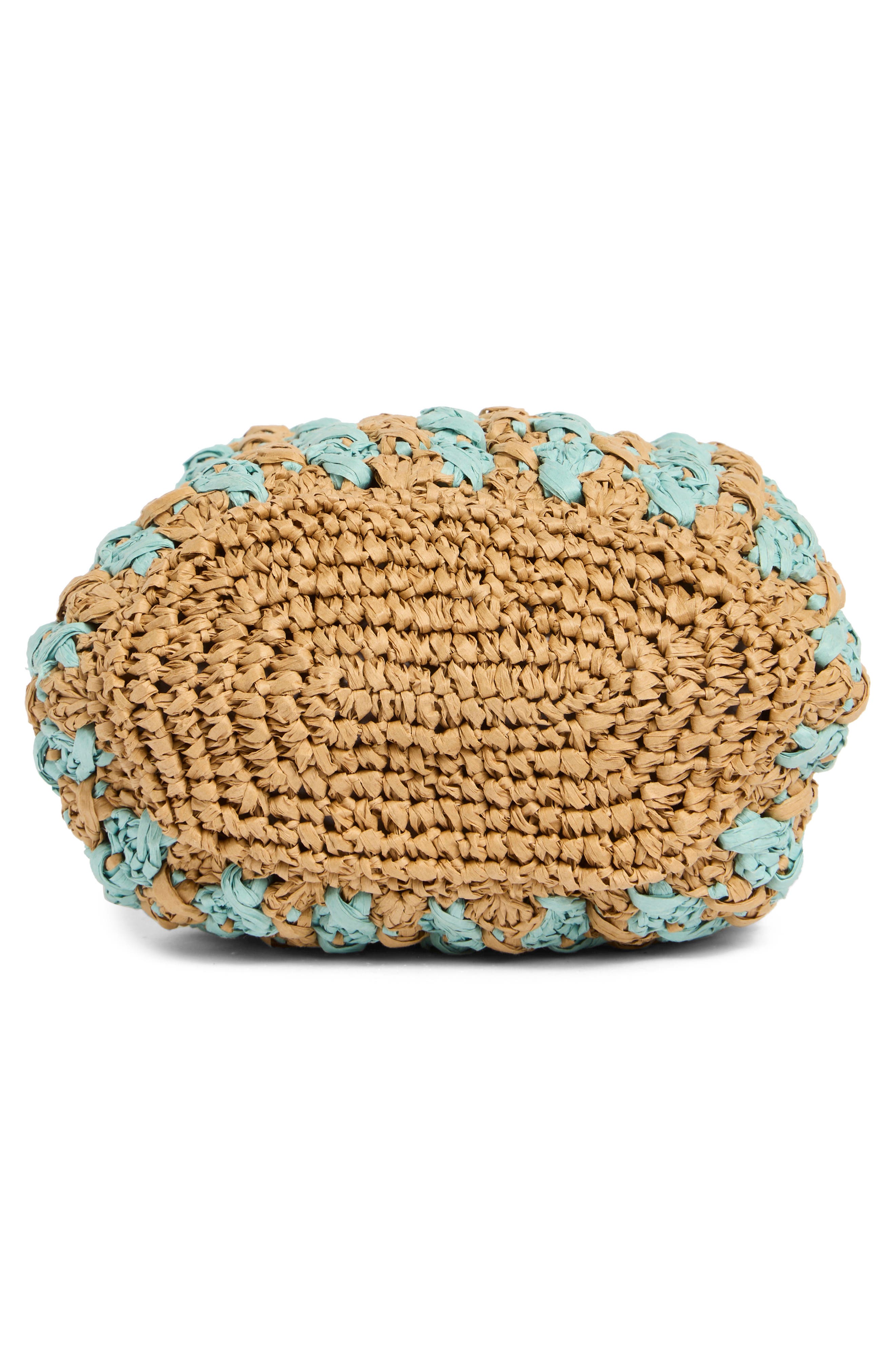 Collection XIIX Two-Tone Crochet Drawstring Bucket Bag, Alternate, color, Blue Multi