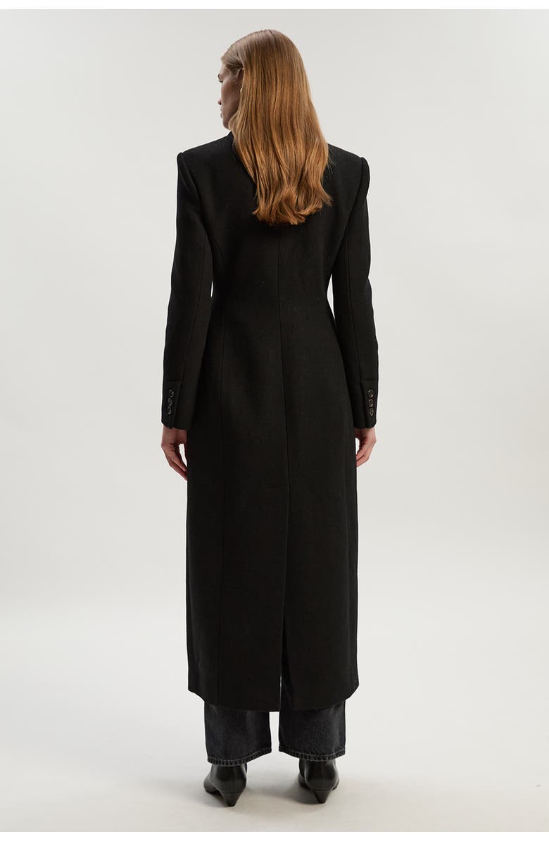 Karen Millen Wool Blend Tailored Fitted Maxi Coat, Alternate, color, Black