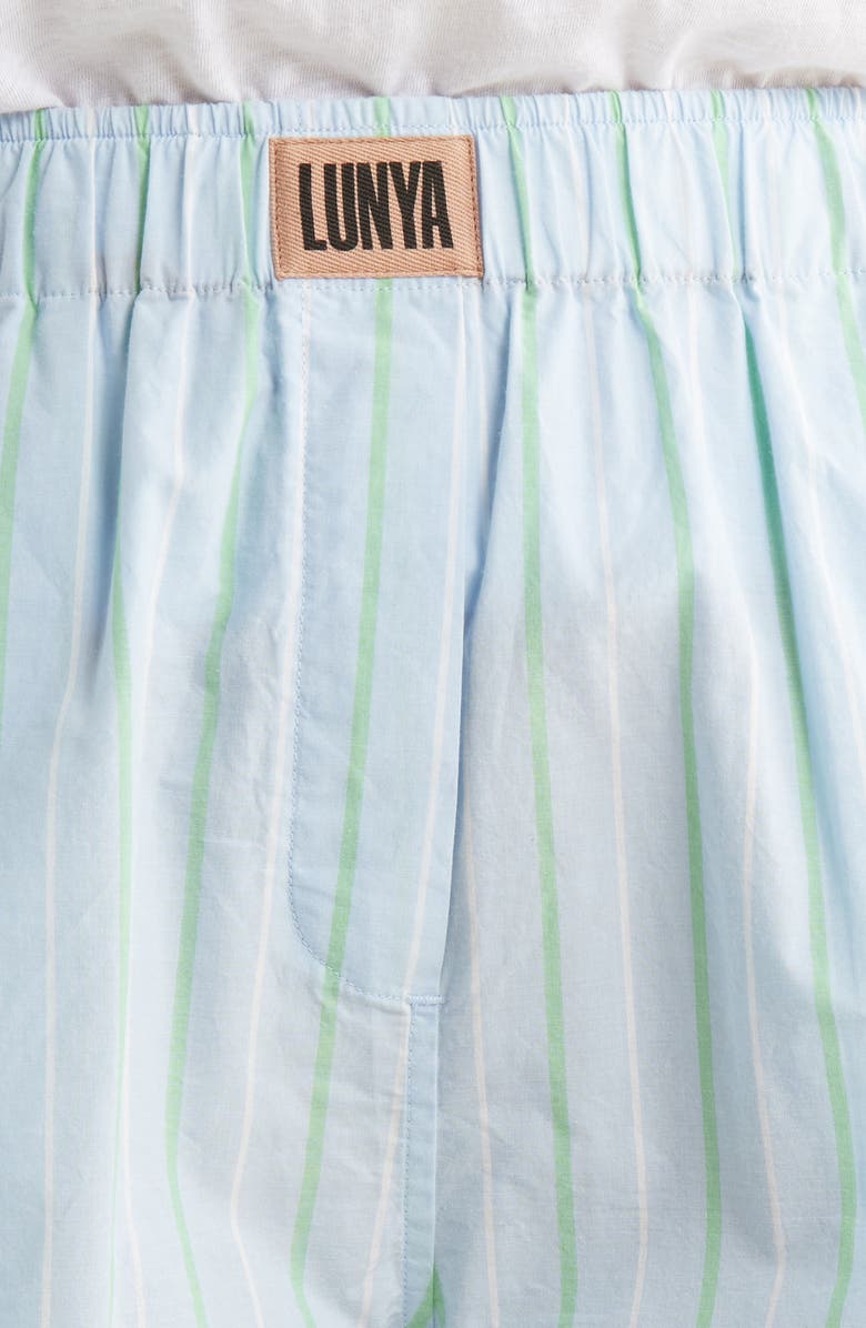 Lunya Airy Cotton Boxer Pajama Shorts, Alternate, color, Azure Stripe