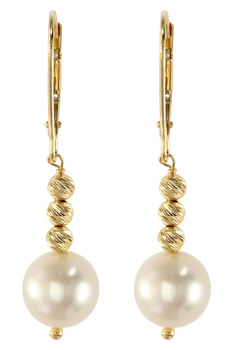 14K Yellow Gold Freshwater Pearl Drop Earrings, Alternate, color, WHITE