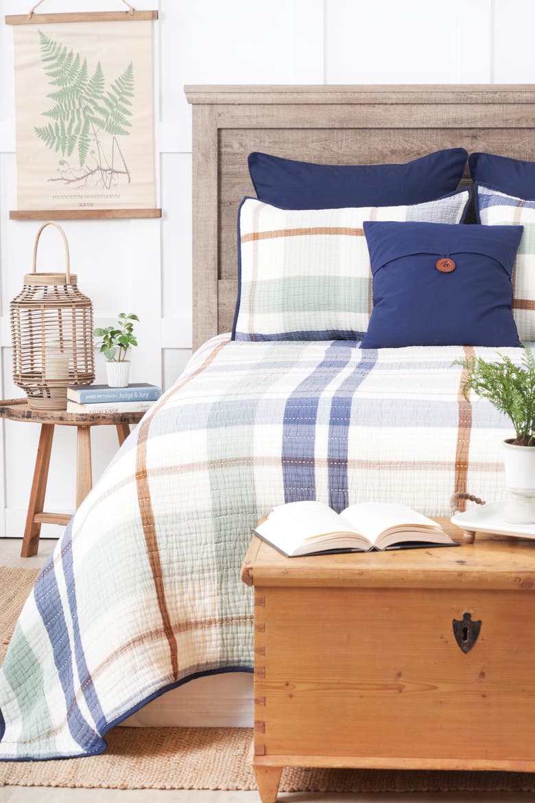 Cypress Plaid Coverlet Set, Alternate, color, Blue