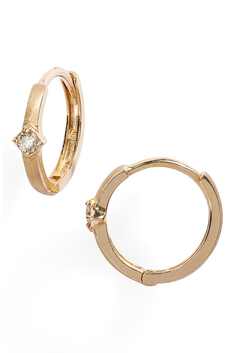 Lima Diamond Huggie Hoop Earrings, Main, color, GOLD