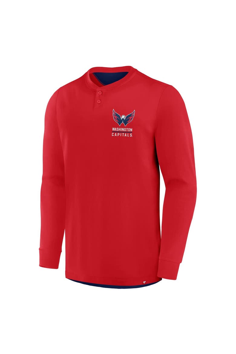Men's Fanatics Red Washington Capitals Adrenaline Push Long Sleeve Henley Shirt, Alternate, color, Red