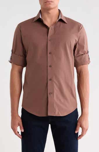 Solid Trim Fit Long Sleeve Cotton Shirt