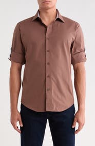 Lorenzo Uomo Solid Trim Fit Long Sleeve Cotton Shirt