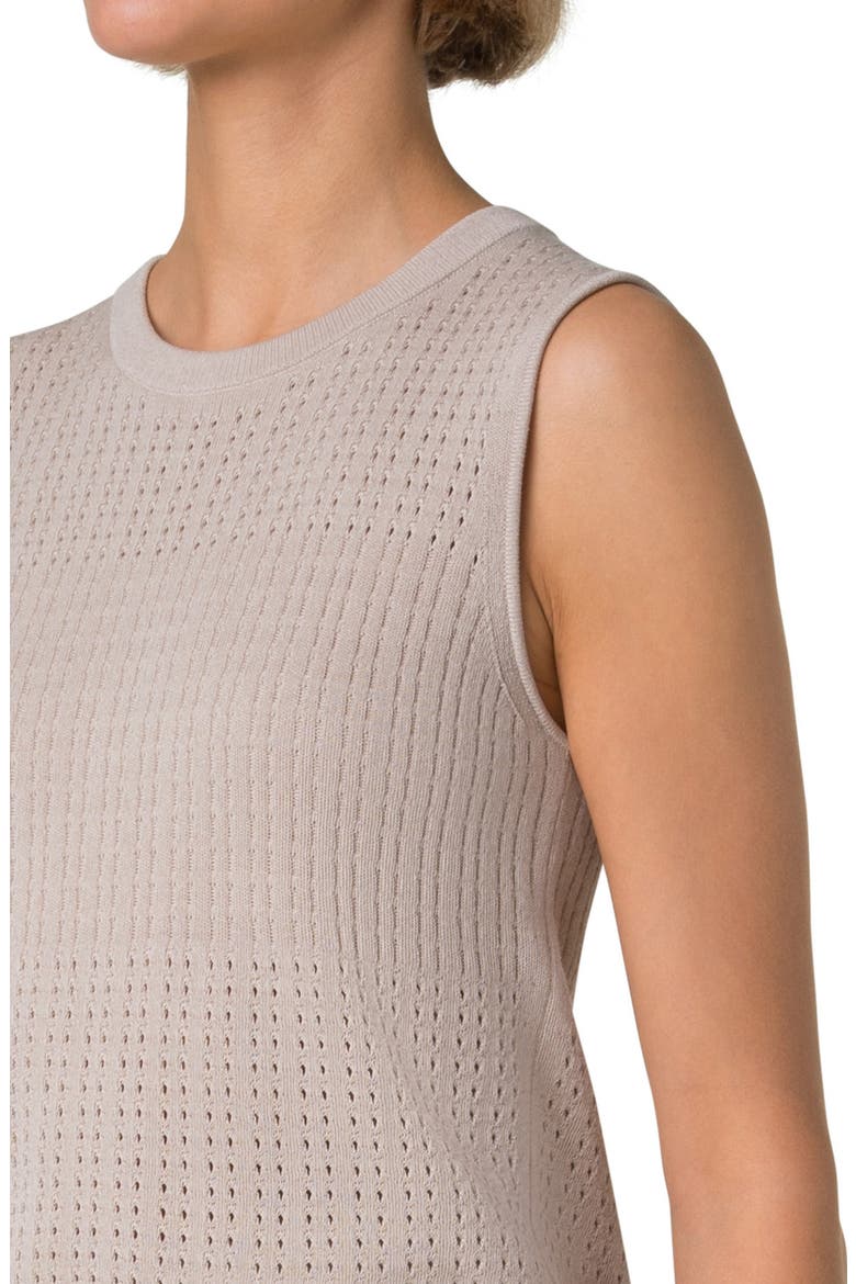 Silk & Cotton Pointelle Stitch Sweater Tank, Alternate, color, GREIGE