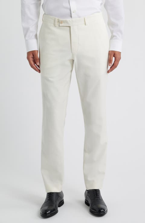 Piero Flat Front Stretch Cotton & Wool Pants