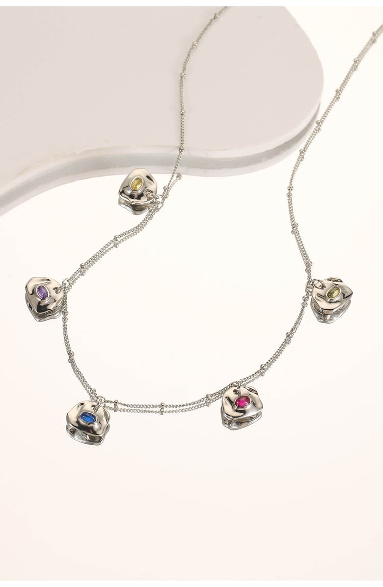 Classicharms Iris Colored Cubic Zirconia Charms Necklace, Alternate, color, Silver