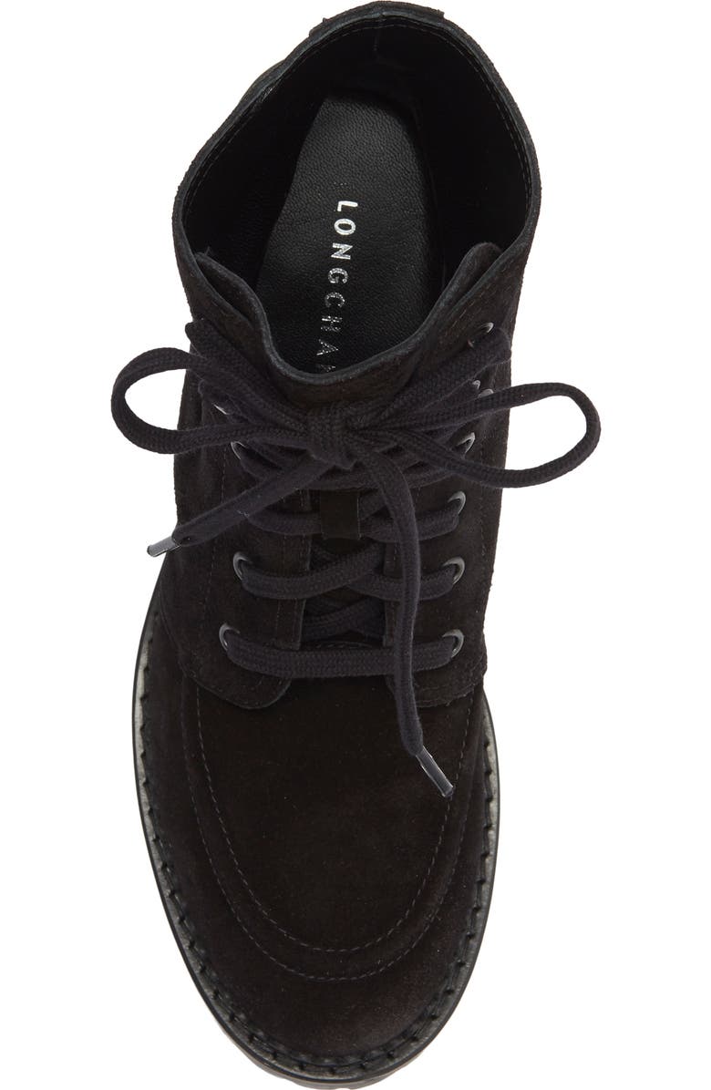 Longchamp Block Heel Lace Up Bootie, Alternate, color, Black