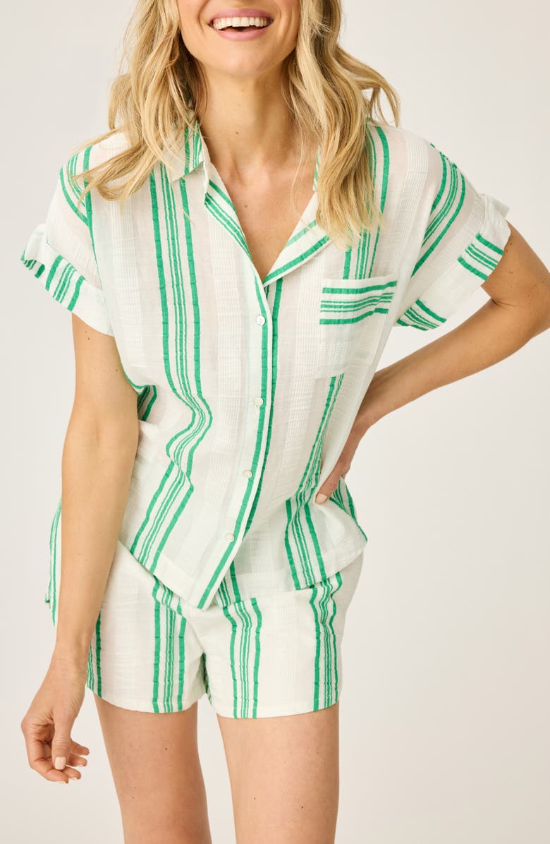 PJ Salvage The Beachcomber Stripe Puckered Gauze Pajama Shirt, Alternate, color, 