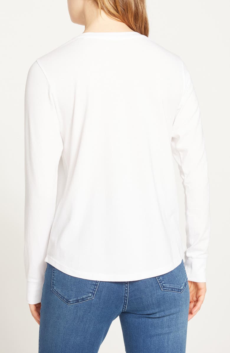 Universal Standard Long Sleeve V-Rex Tee, Alternate, color, White