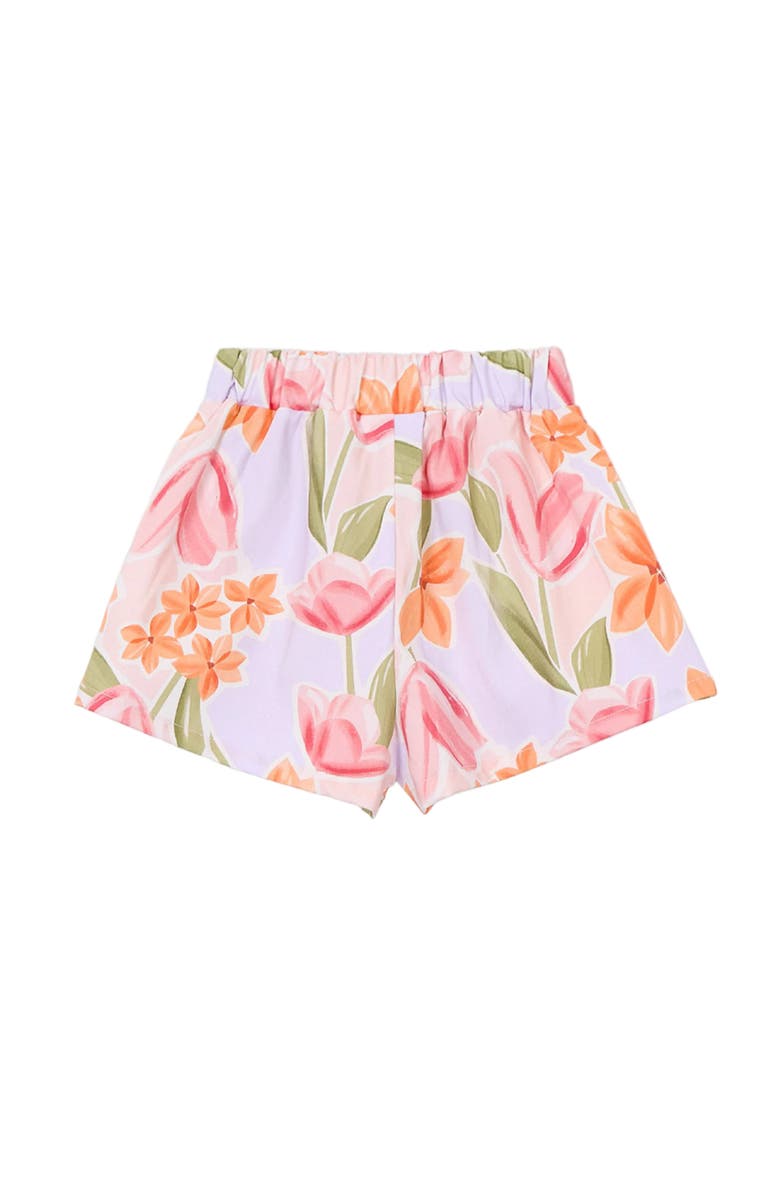 Mayoral Floral Shorts With Belt, Alternate, color, Lavender