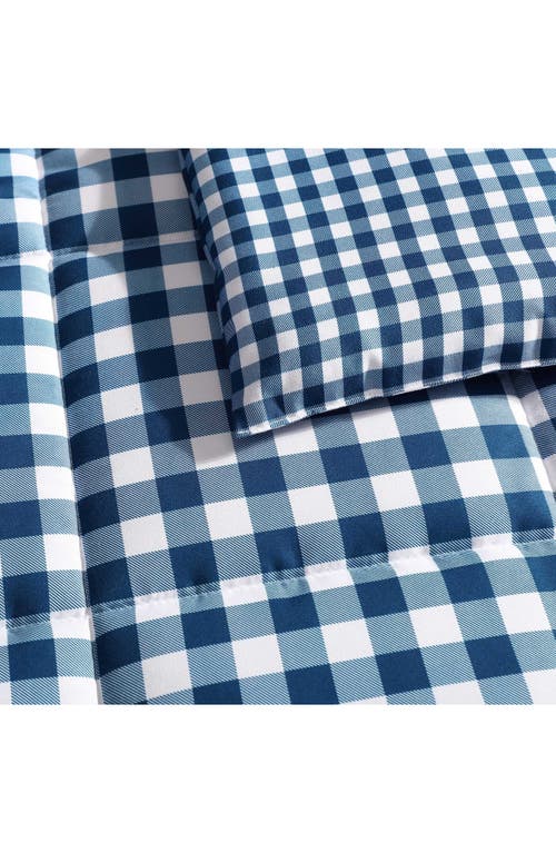 Eddie Bauer Preston Check Microfiber Comforter Set In White/cosmo Blue
