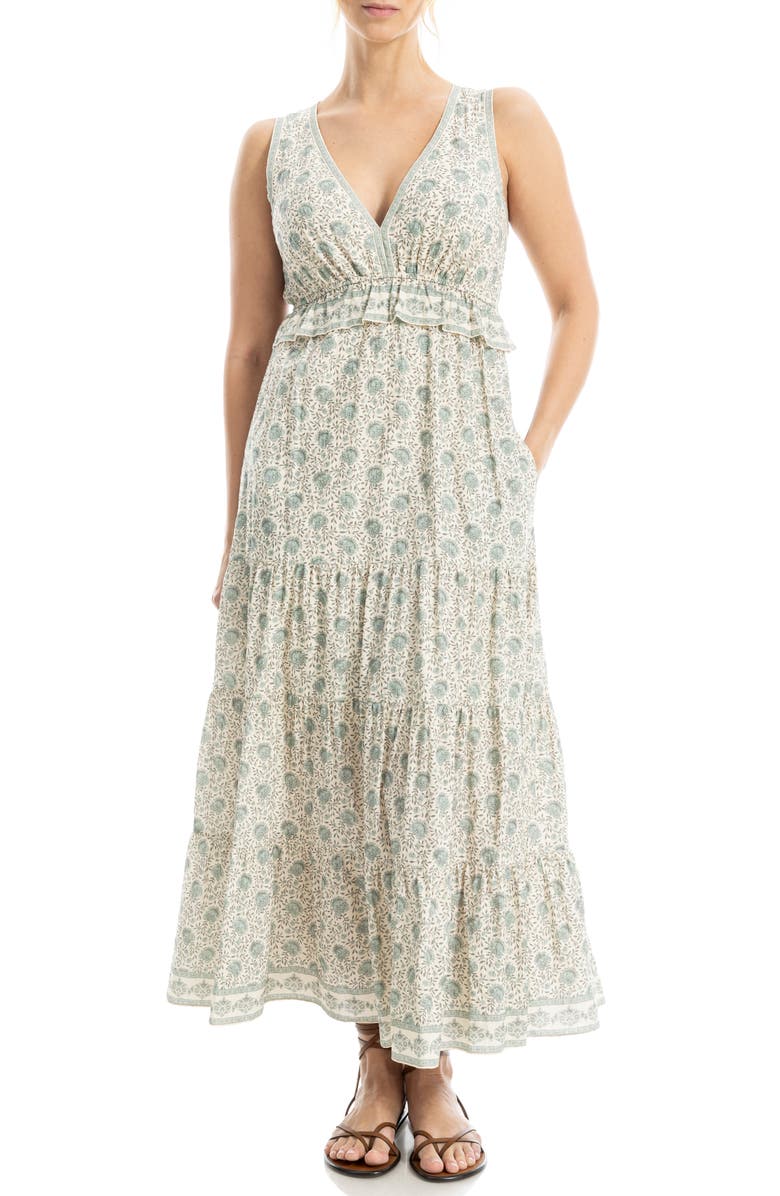 MAX STUDIO Floral Sleeveless Maxi Dress, Alternate, color, Seashell/ Sage Roseberry