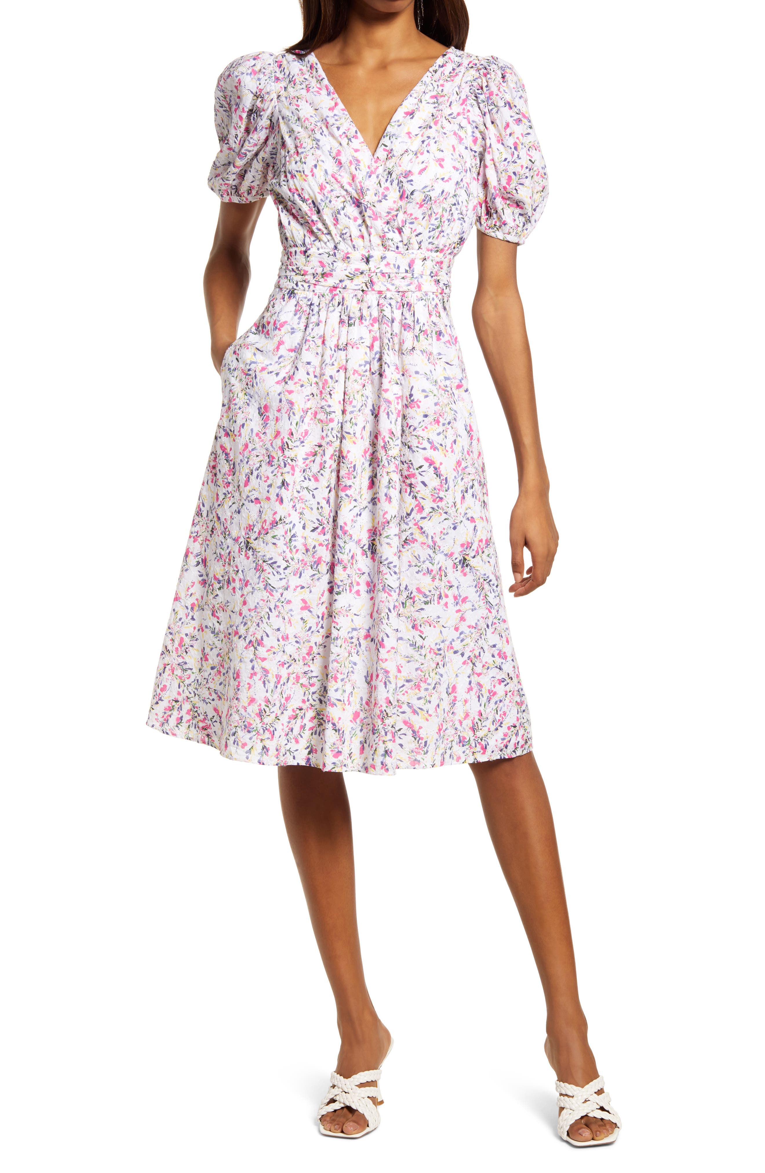 French Connection Flores Puff Sleeve Dress (Women) | Nordstromrack