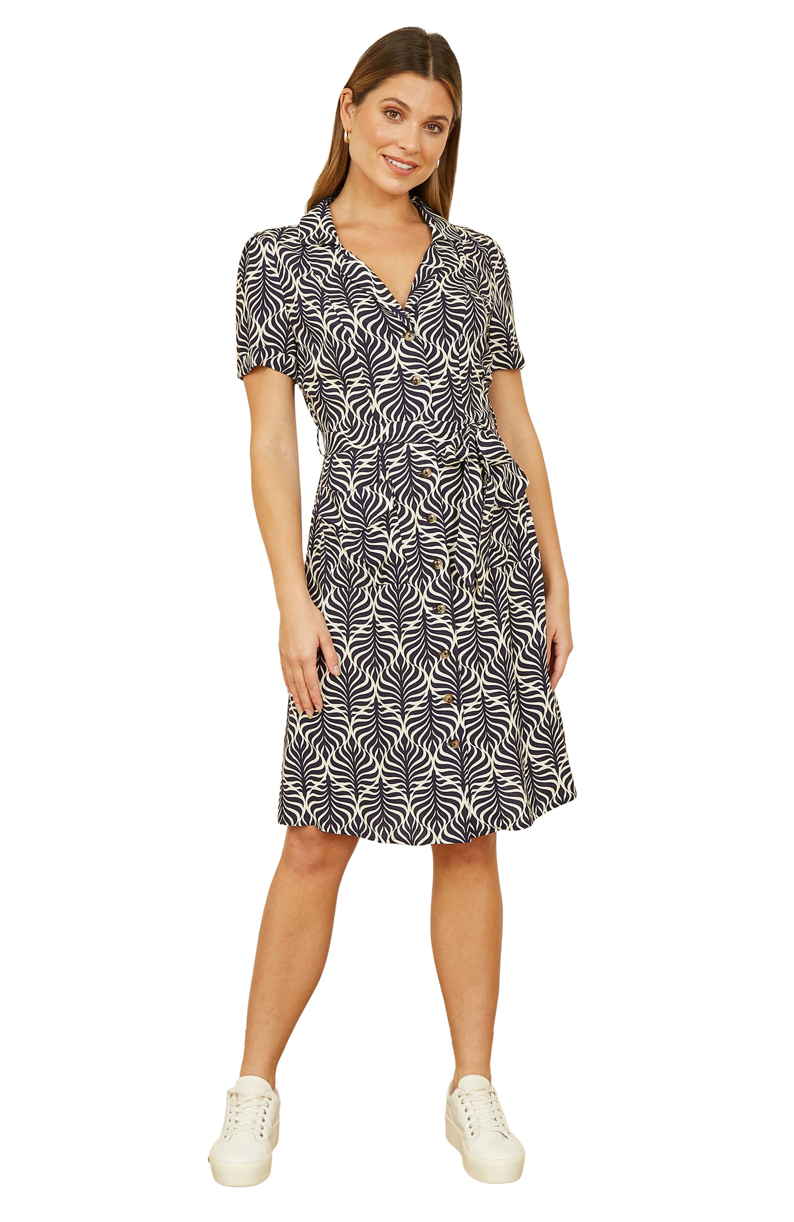 Yumi Leaf Print Retro Shirt Dress (Women) | Nordstrom