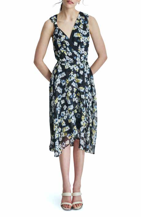 DKNY Surplice V-Neck Faux Wrap Midi Dress