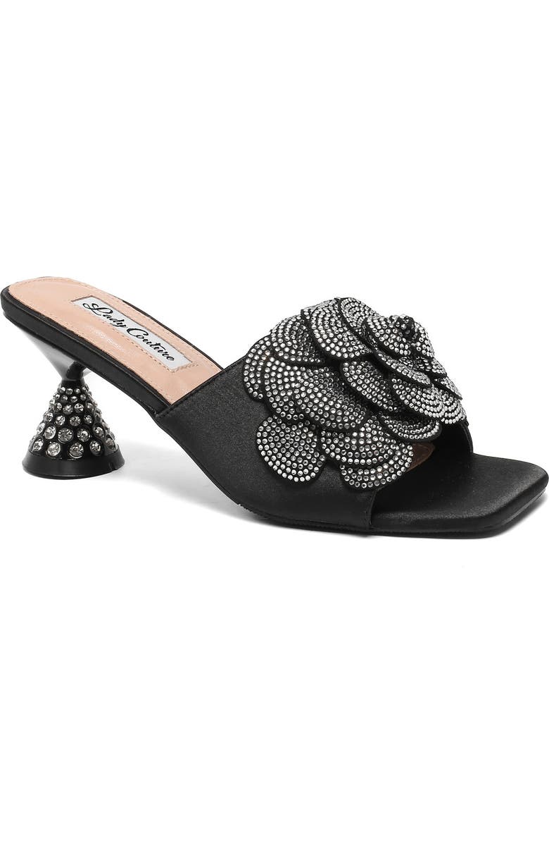 LADY COUTURE Petal Slide Sandal, Main, color, Black