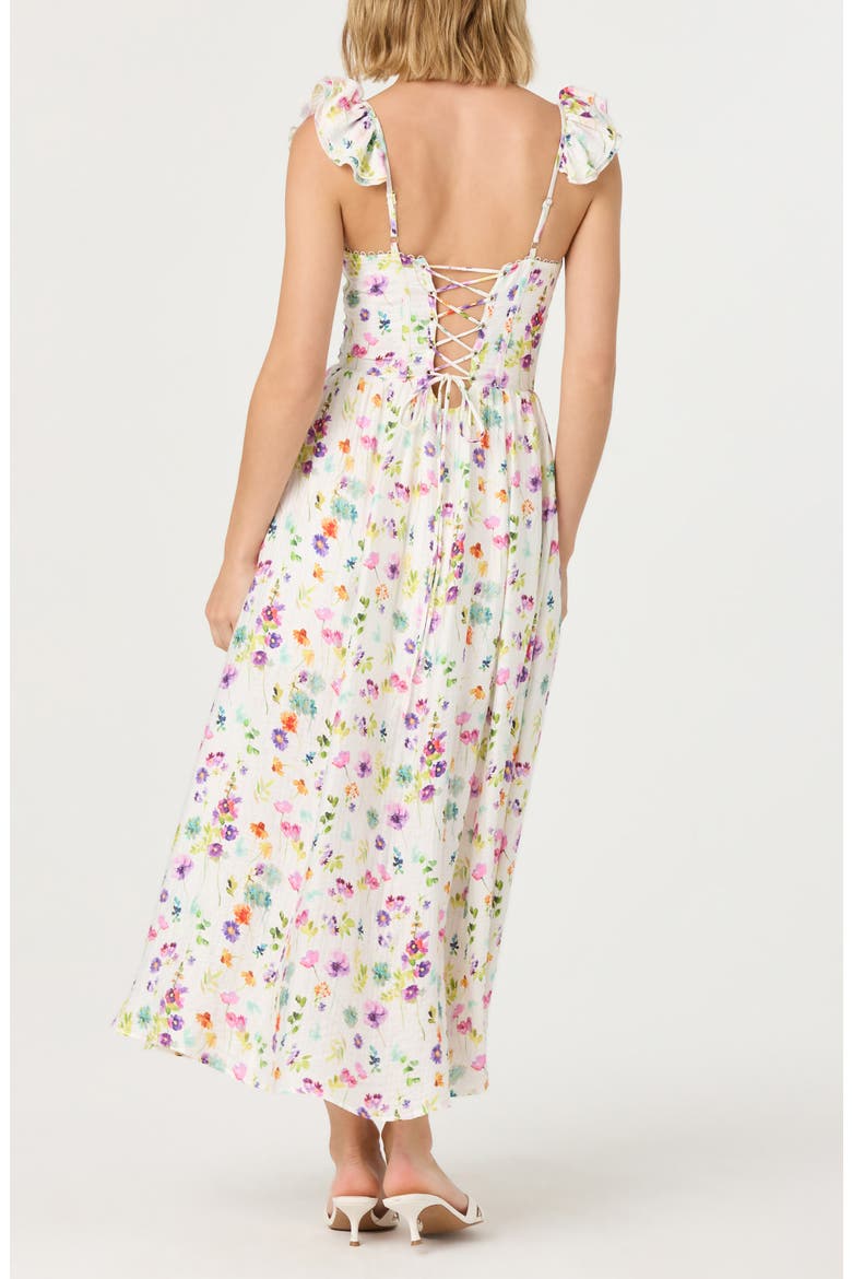 Wedelia Floral Print A-Line Dress, Alternate, color, CREAM PURPLE FLORAL