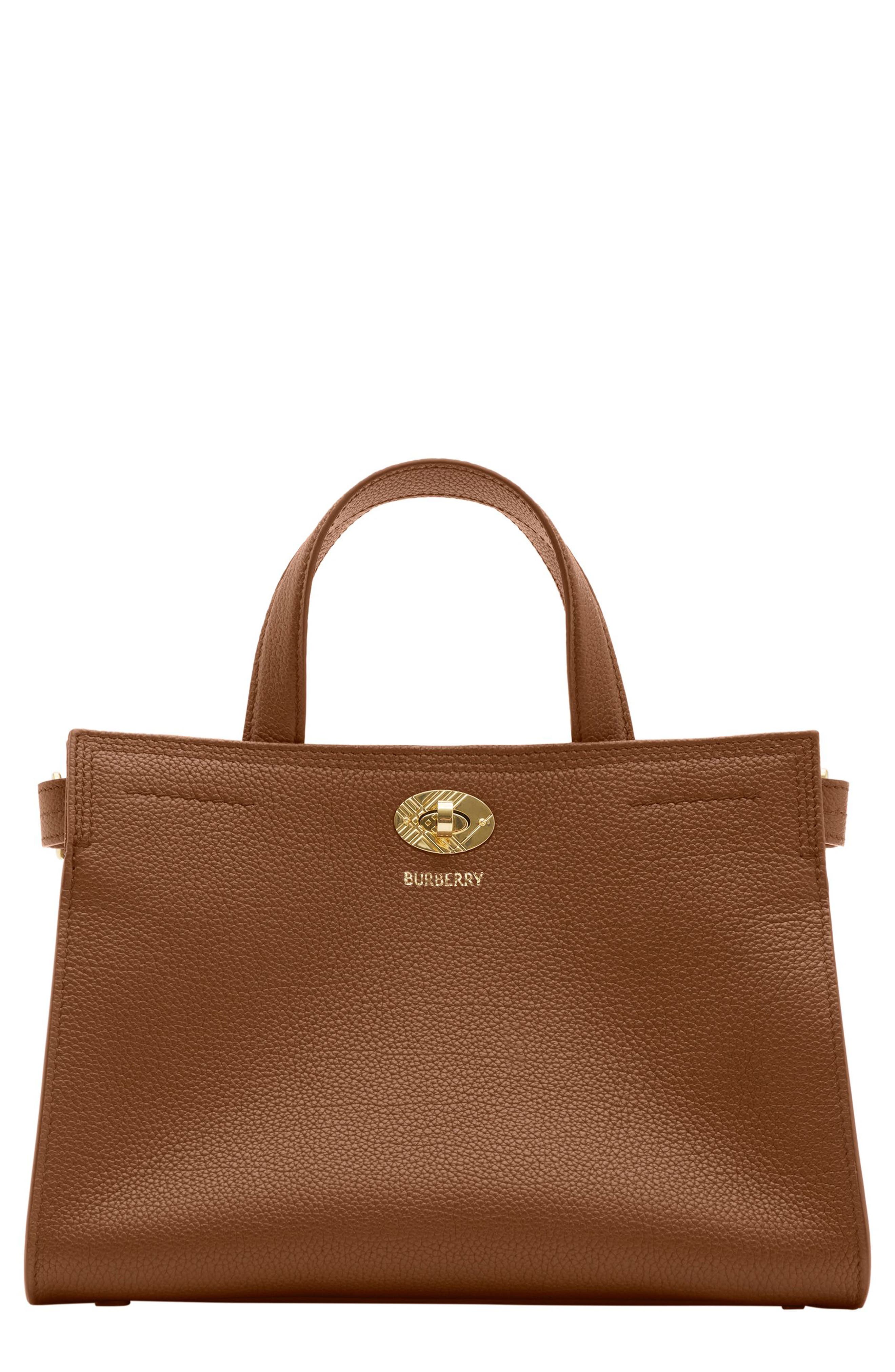 Burberry Mini Cotswolds Leather Tote, Main, color, Hazel