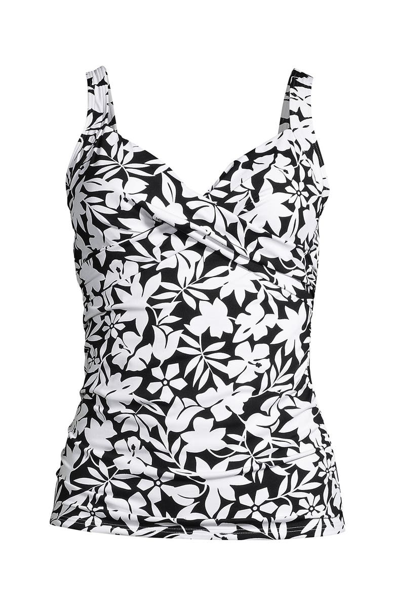 Lands' End Plus Size DD-Cup Chlorine Resistant V-Neck Underwire Tankini Top Swimsuit Adjustable Straps, Alternate, color, Black