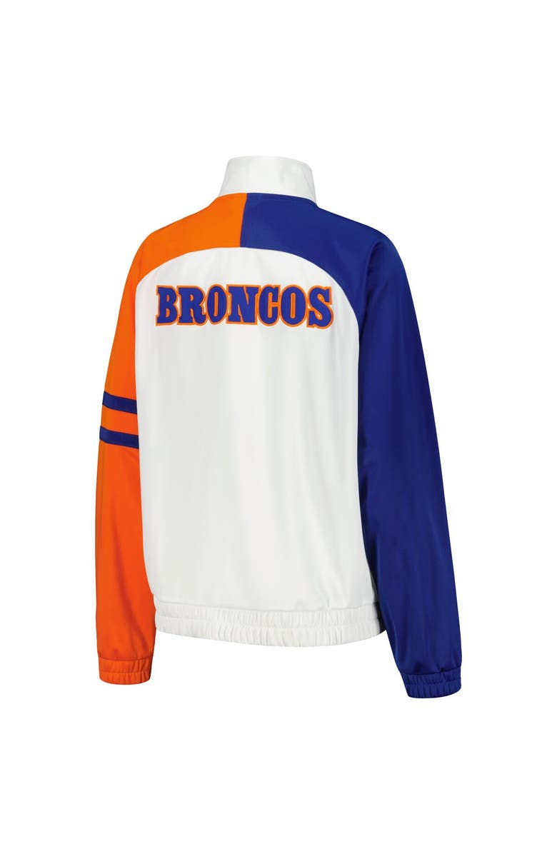 STARTER Women's Starter White Denver Broncos Curve Ball Raglan Full-Zip Track Jacket, Alternate, color, White