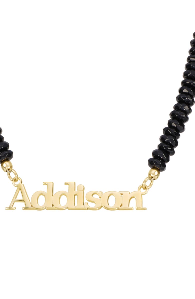 ATHRA LUXE Personalized Name Onyx Bead Necklace, Alternate, color, Gold