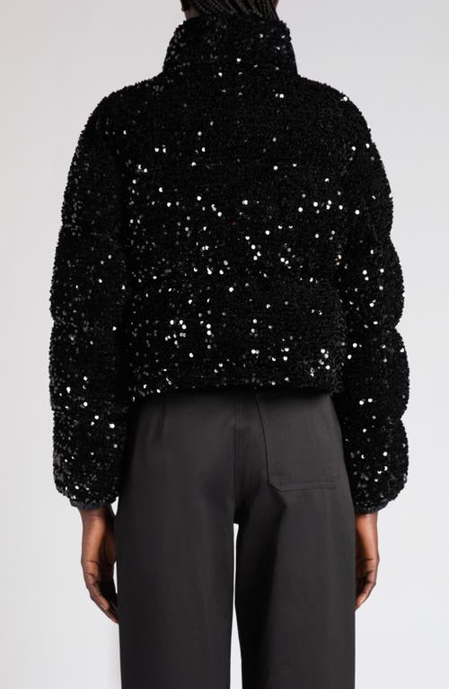 Moncler Louvi Sequin Faux Shearling Down Jacket In Black