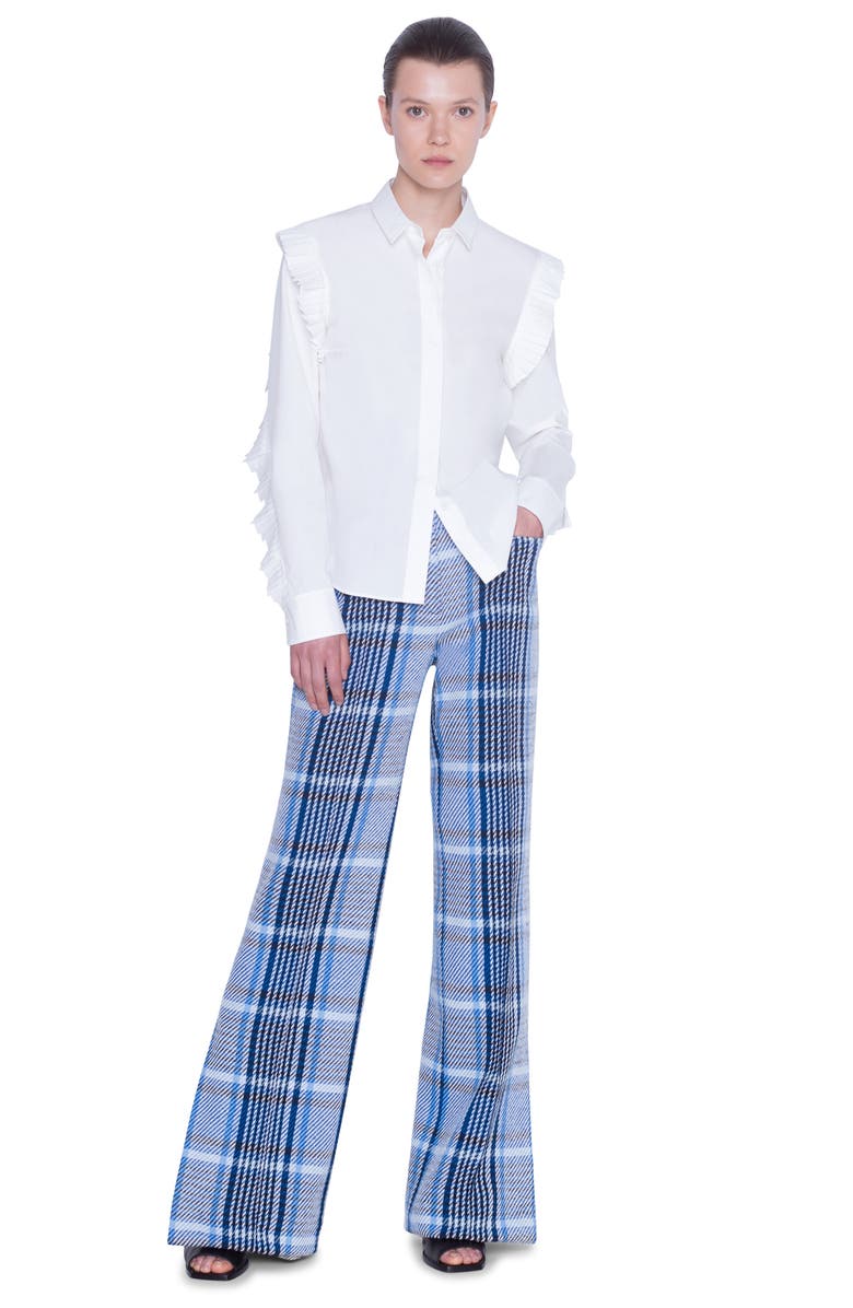 Akris punto Pleated Ruffle Poplin Blouse, Alternate, color,