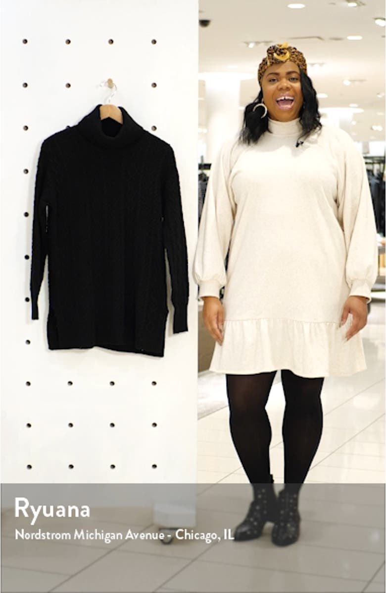 Cable Turtleneck Tunic Sweater, sales video thumbnail