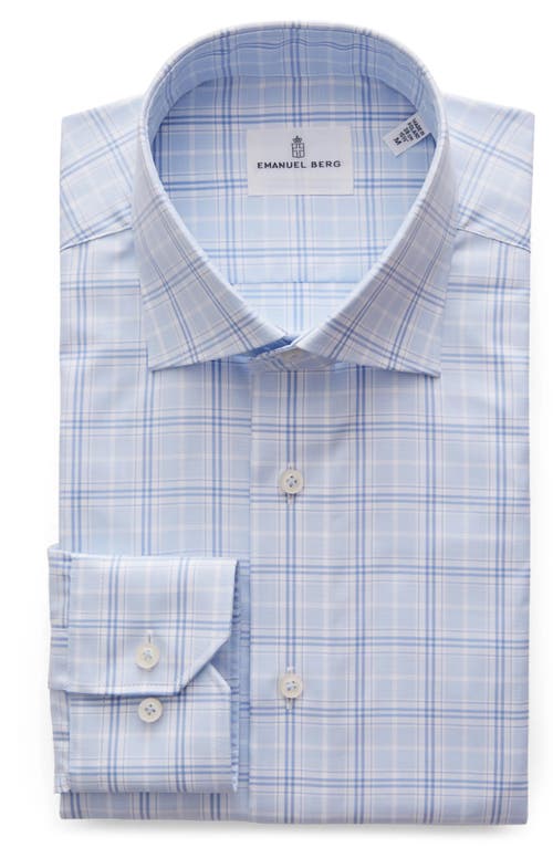 Emanuel Berg Prince Of Wales Check Cotton Twill Button-up Shirt In Blue