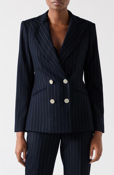 Baxtor Pinstripe Double Breasted Blazer